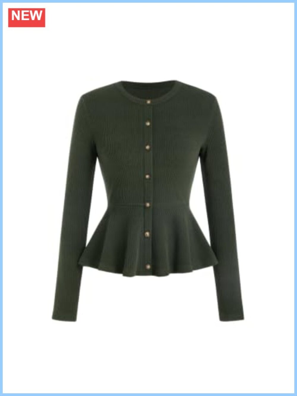 Women's Long Sleeve Peplum Crop Top Ruffle Business Casual Blouse